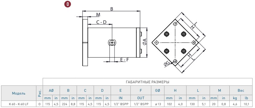 Пневматический поршневый вибратор OLI K60